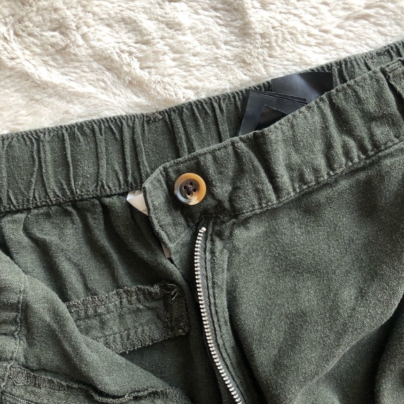 H&M LINEN-BLEND PANTS large size khaki color linen - Picture 5 of 14